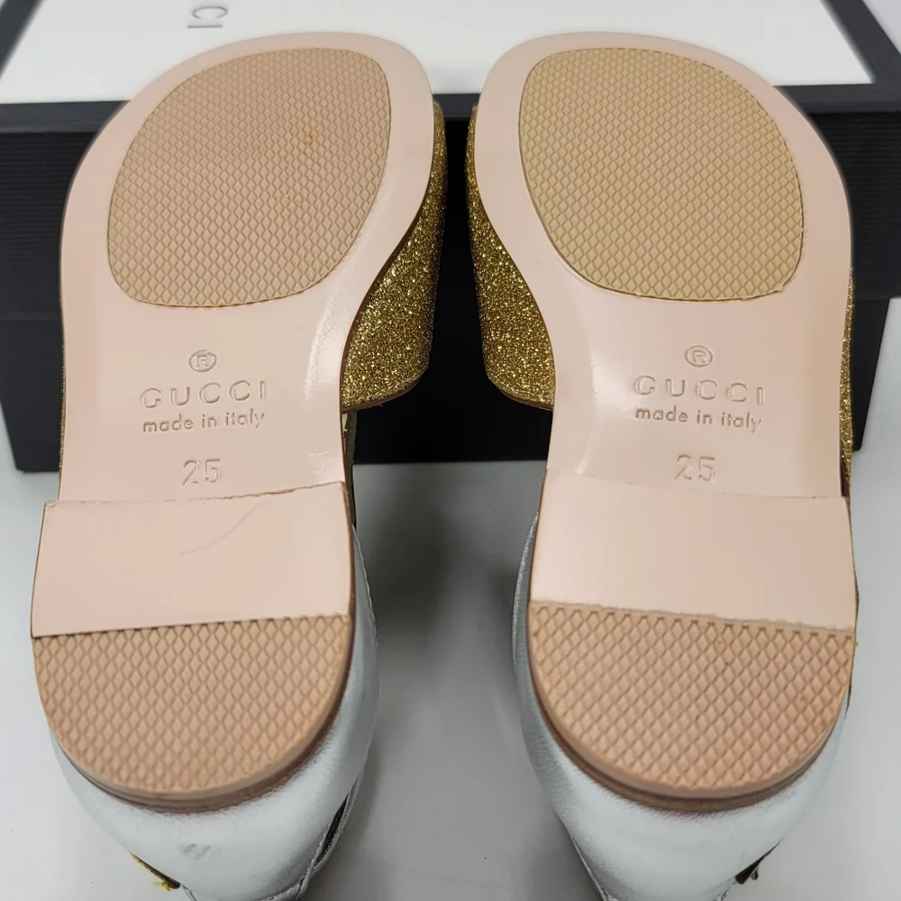 Gucci Kids Gold Swan & Silver Sandals for Girls  - Stunning - Picture 7 of 11